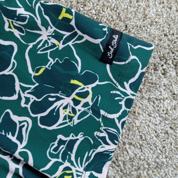 Bad Birdie‎ Shirt Mens Medium Green Floral Azalea Collection Core Polo Stretch